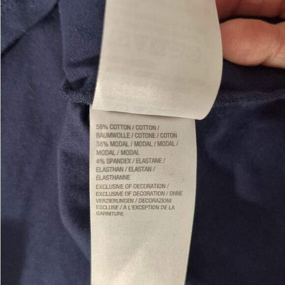 Susan Graver Weekend Embroidered Top Women's Sz L Navy Blue Long Sleeve Popover - Picture 11 of 14